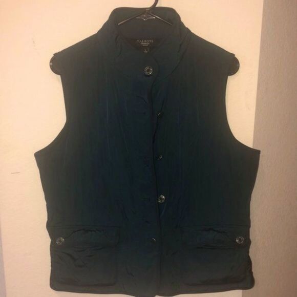 Talbots Forrest green quilted womens vest petite size L - Picture 1 of 9